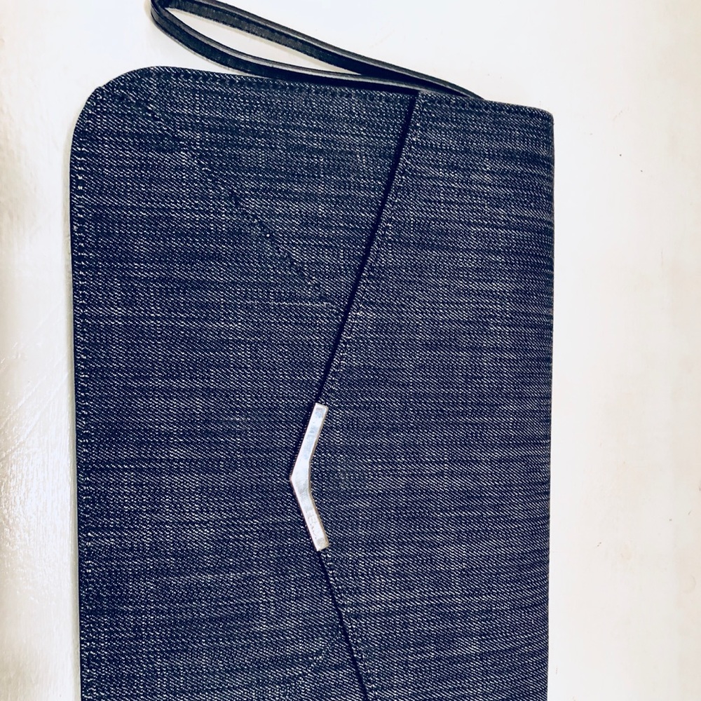 Fendi 2Jours LG Blue Denim Clutch Wristlet Bag